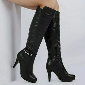 DREAM PAIRS Women Ladies Pull On Knee High High Heel  Platform Winter Boots